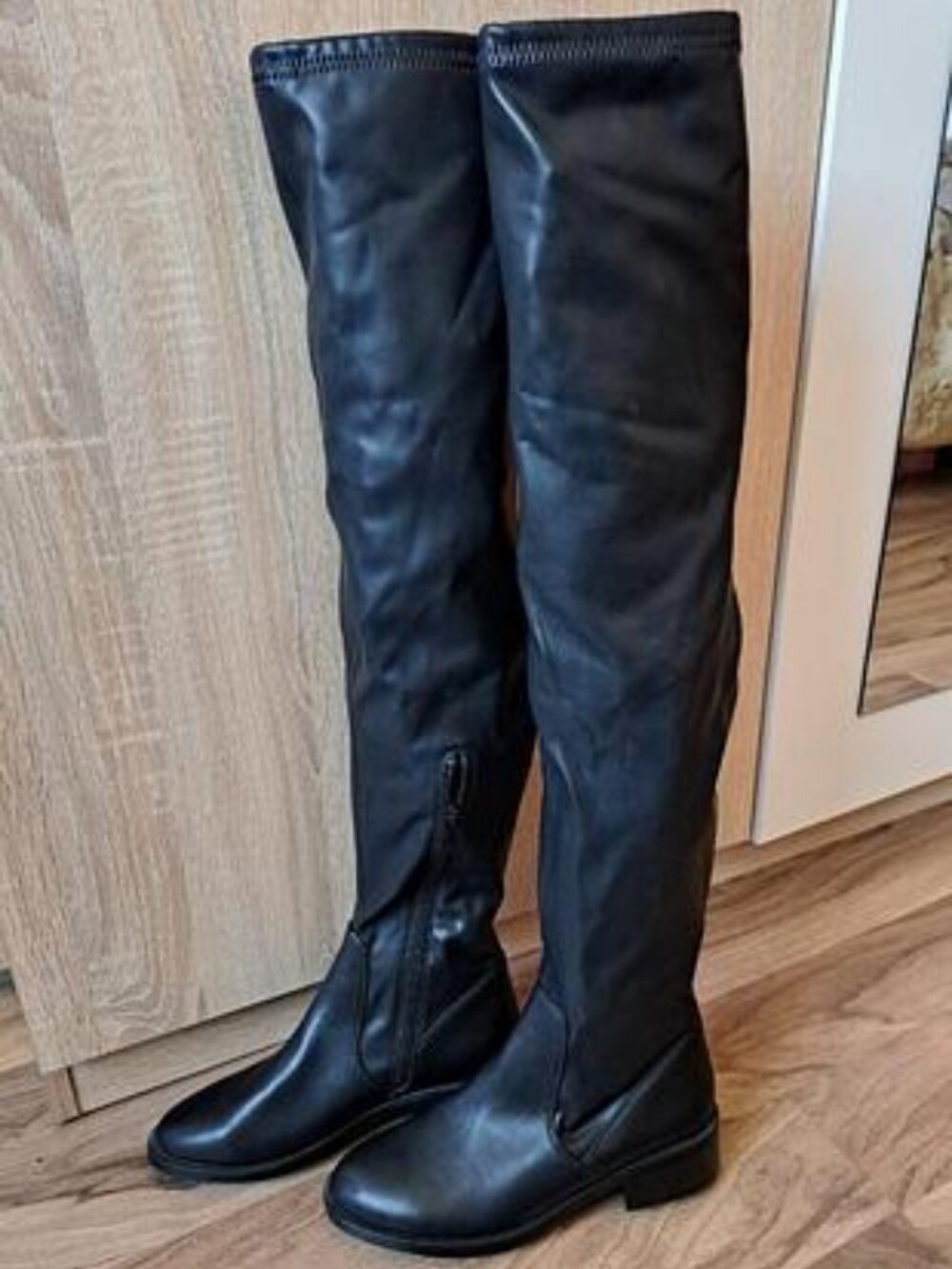 Women's Black vegan over the Knee-High Fashion Boots